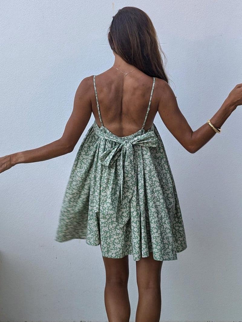 PRE-ORDER ~ VIENNA MINI DRESS ~ SAGE PALM