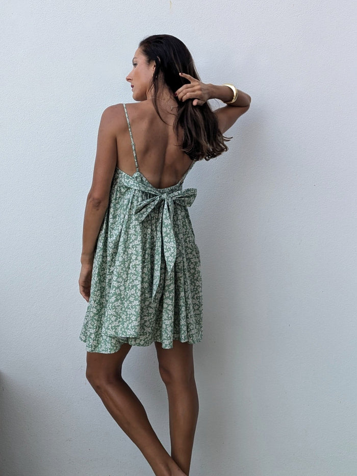 PRE-ORDER ~ VIENNA MINI DRESS ~ SAGE PALM