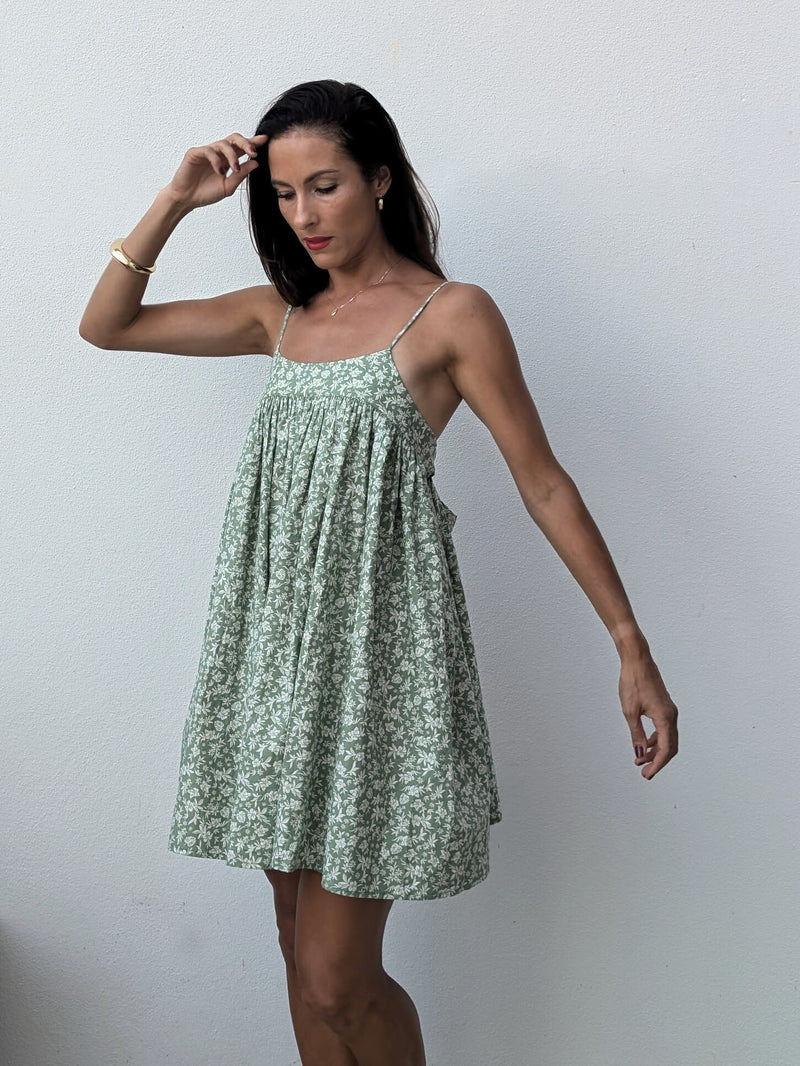 VIENNA MINI DRESS ~ SAGE PALM