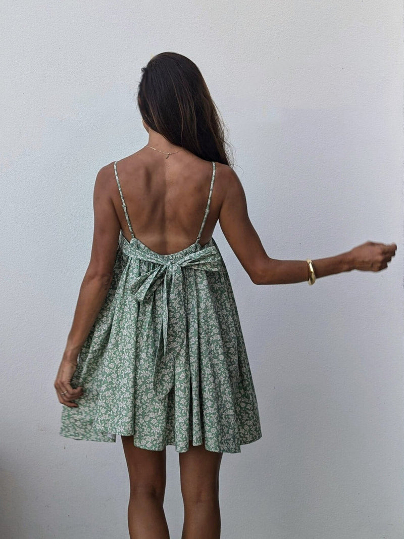 PRE-ORDER ~ VIENNA MINI DRESS ~ SAGE PALM