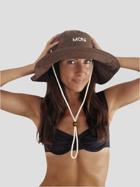 MONI CANVAS BEACH HAT ~ ALMOND