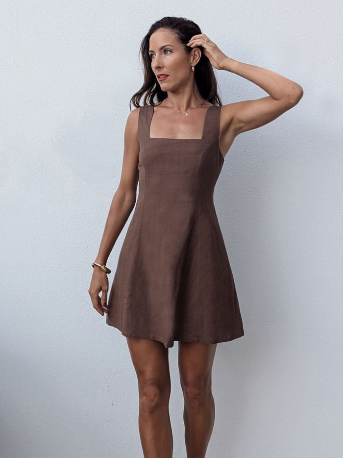 PRE-ORDER ~ PIPPA MINI DRESS ~ CHOCOLATE