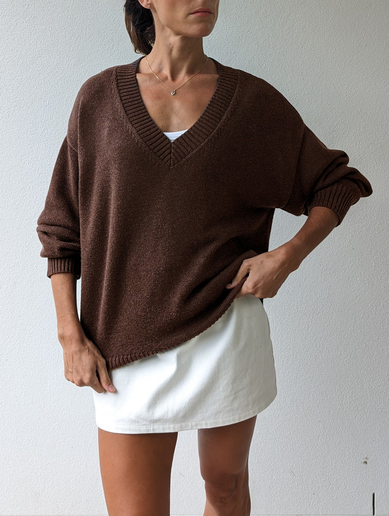 PRE-ORDER ~ EVA OVER-SIZED WOOL BLEND SWEATER ~ CHOCOLATE