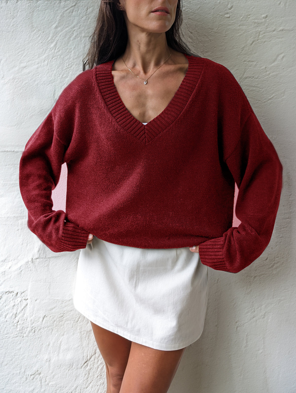 PRE-ORDER ~ EVA OVER-SIZED WOOL BLEND SWEATER ~ ROUGE