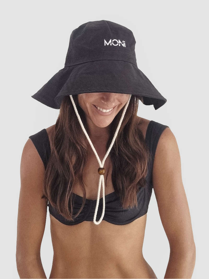 MONI CANVAS BEACH HAT ~ BLACK