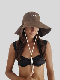 MONI CANVAS BEACH HAT ~ ALMOND