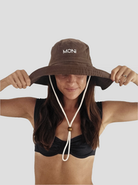 MONI CANVAS BEACH HAT ~ ALMOND