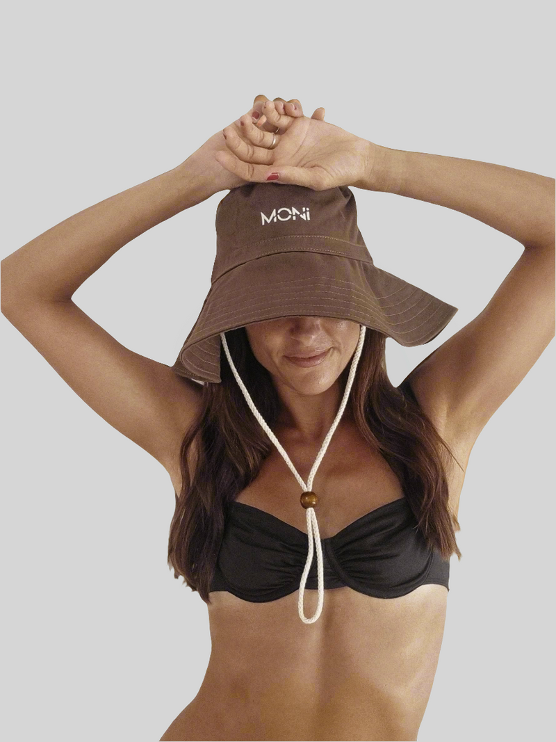 MONI CANVAS BEACH HAT ~ ALMOND