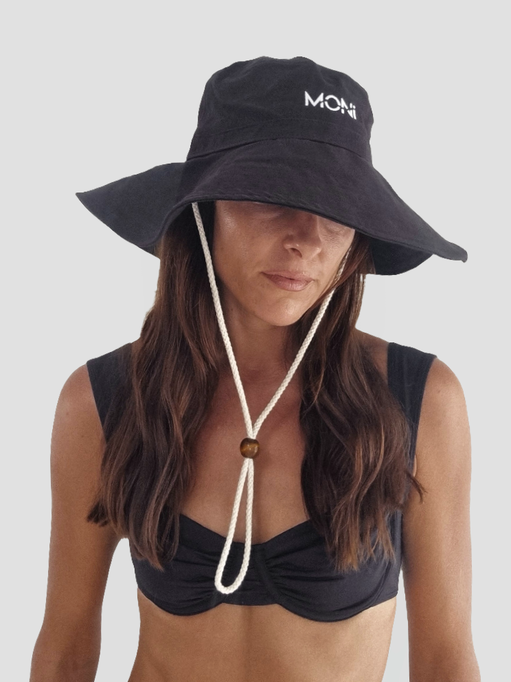 MONI CANVAS BEACH HAT ~ BLACK