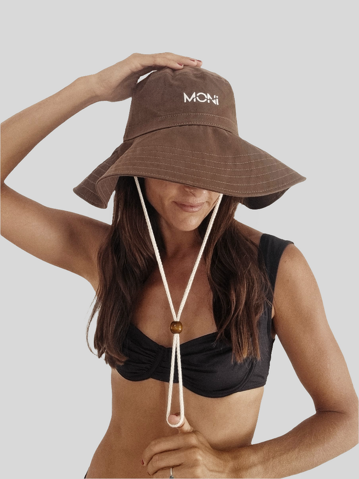 MONI CANVAS BEACH HAT ~ ALMOND