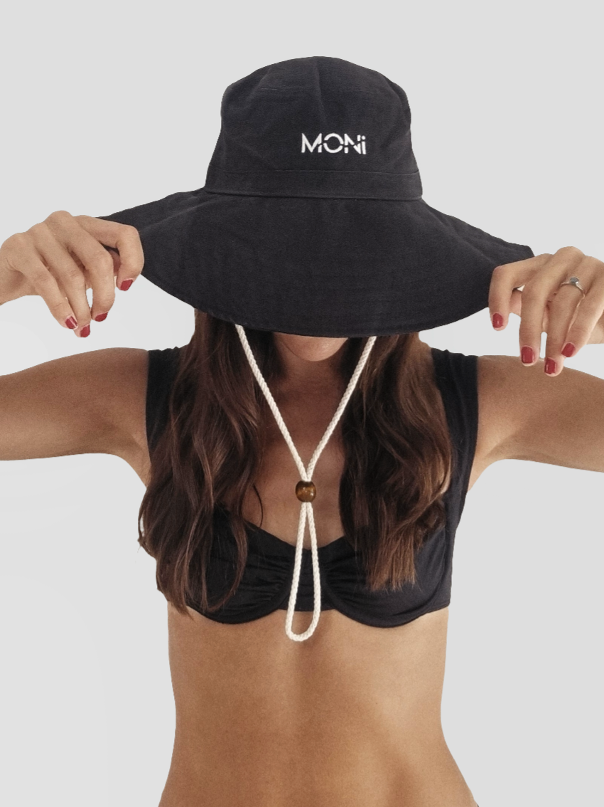 MONI CANVAS BEACH HAT ~ BLACK