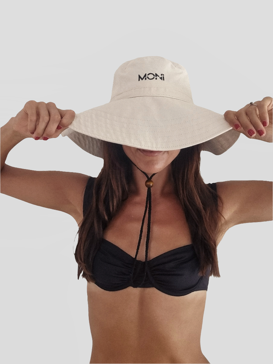 MONI CANVAS BEACH HAT ~ CREAM