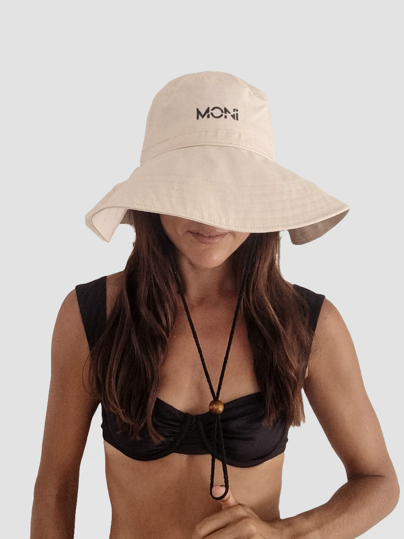 MONI CANVAS BEACH HAT ~ CREAM