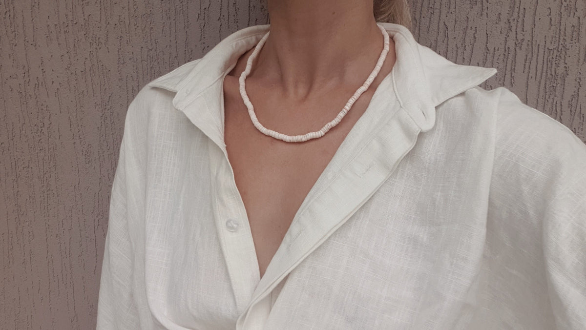 Behati Necklace ~ Puka Shell & Sterling Silver