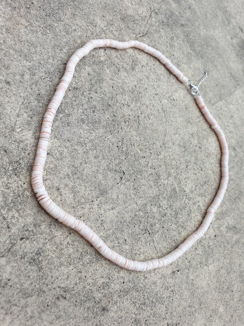 Behati Necklace ~ Puka Shell & Sterling Silver
