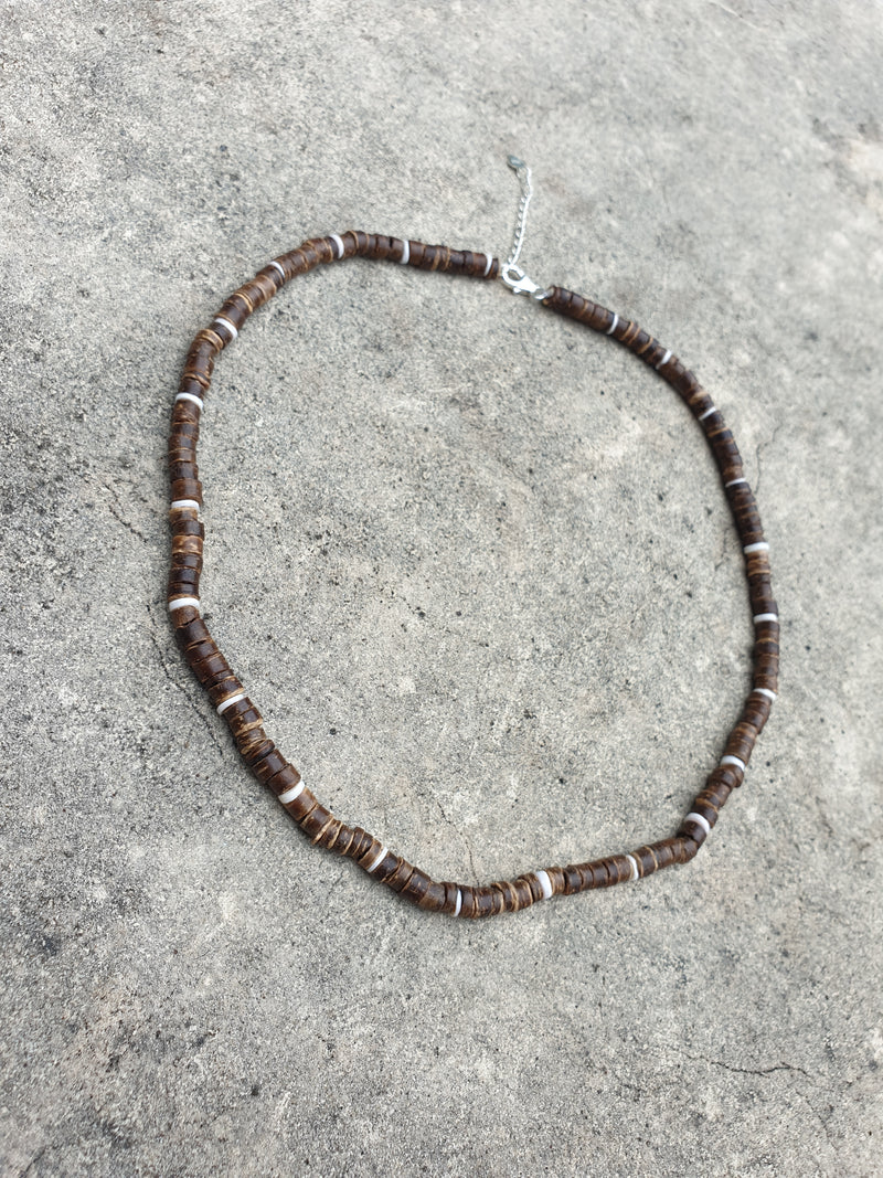 Behati Necklace ~ Coconut Shell & Sterling Silver