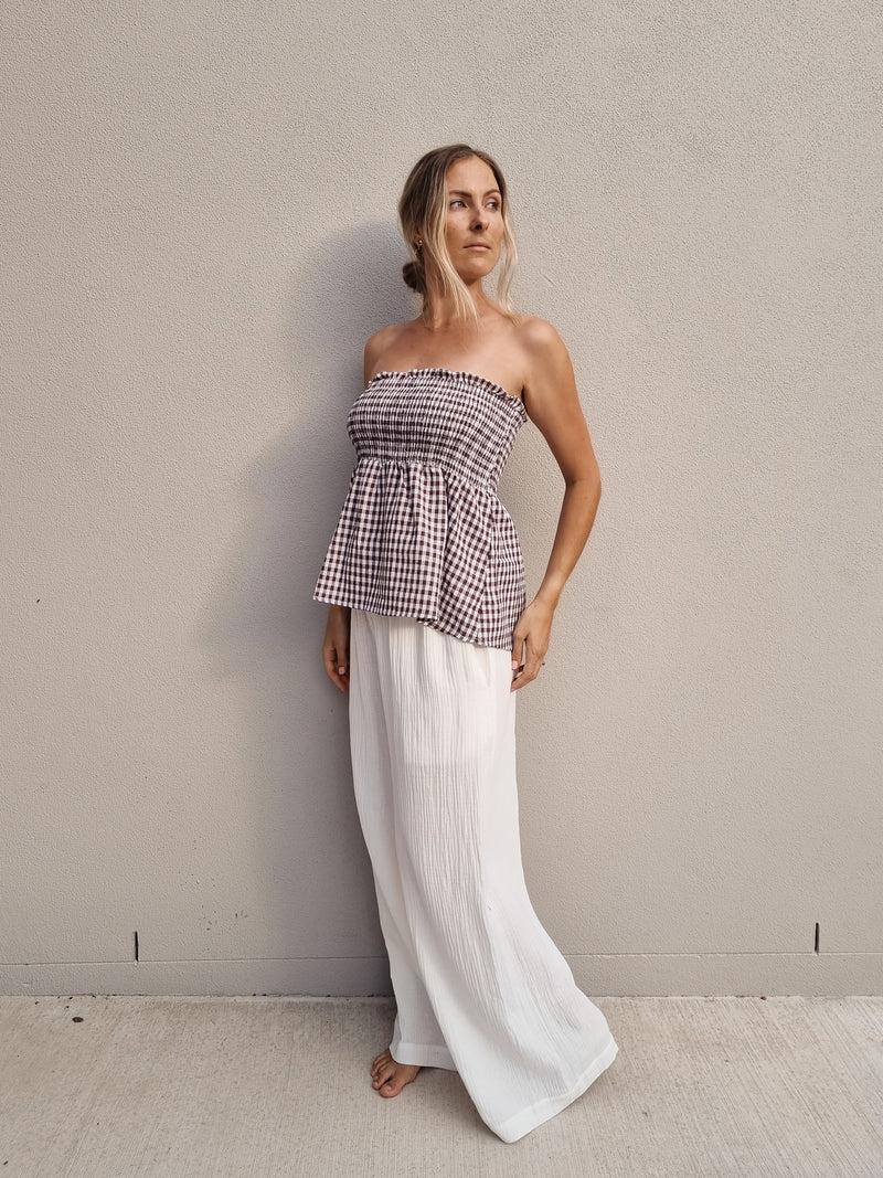 Marlo Mini Skirt / Top ~ Chocolate Gingham