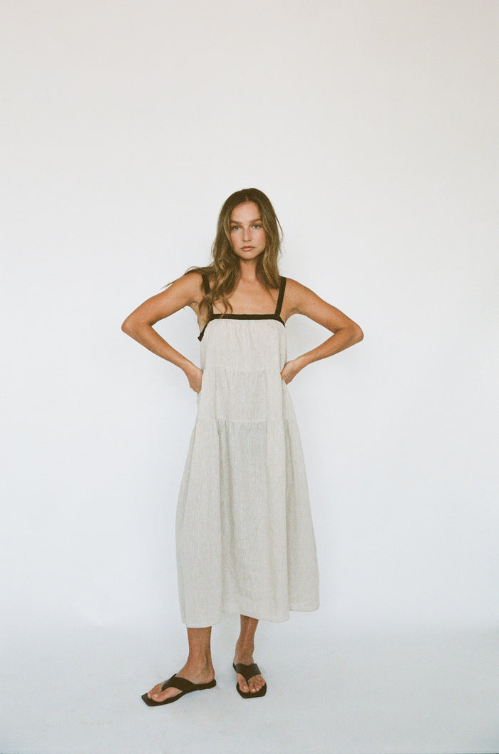 Florence Linen Maxi Dress ~ Natural