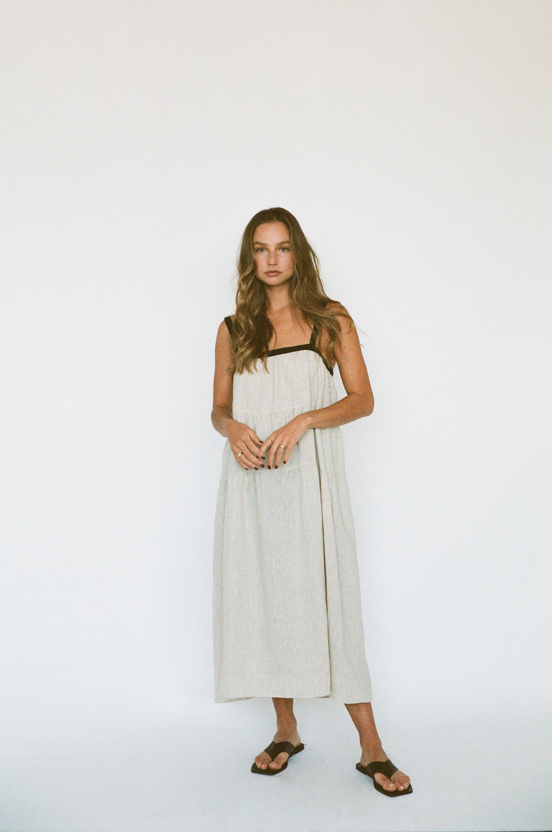 Florence Linen Maxi Dress ~ Natural