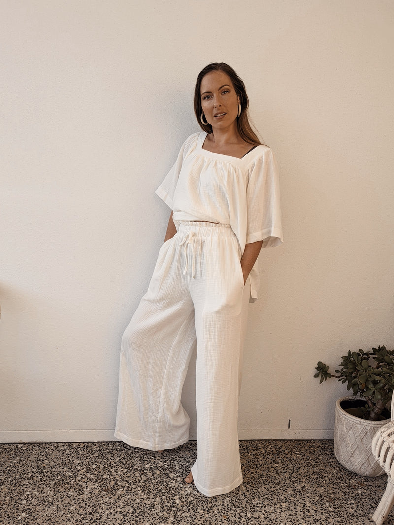 BEAU PANTS - IVORY CRINKLE