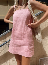 Rosa Linen Mini Dress ~ Blush