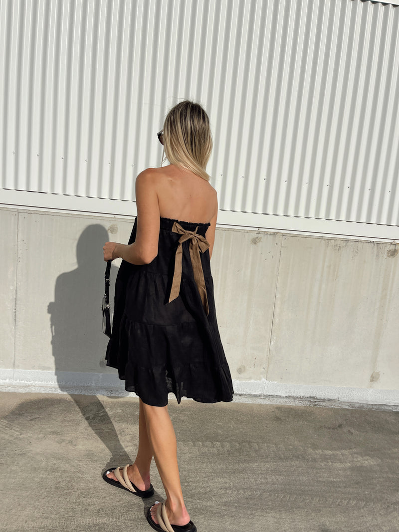 Riviera Linen Convertible Dress/Skirt ~ Black