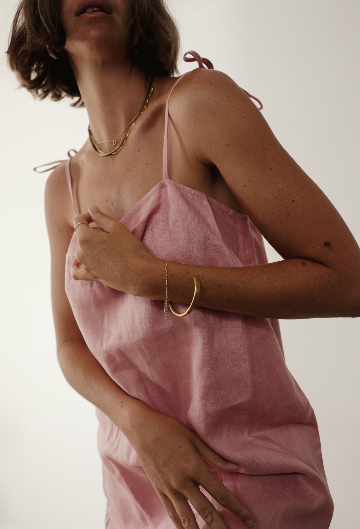 Rosa Linen Mini Dress ~ Blush