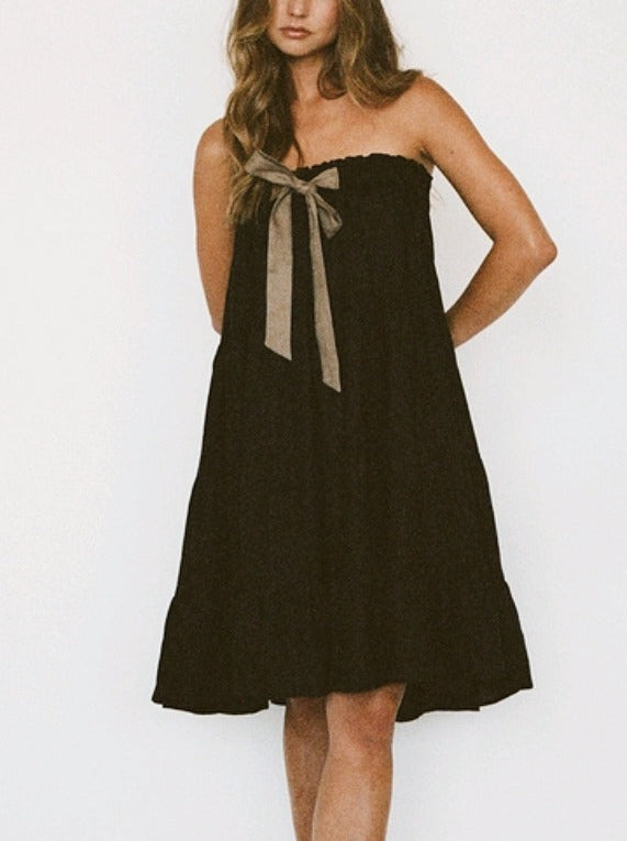 Riviera Linen Convertible Dress/Skirt ~ Black